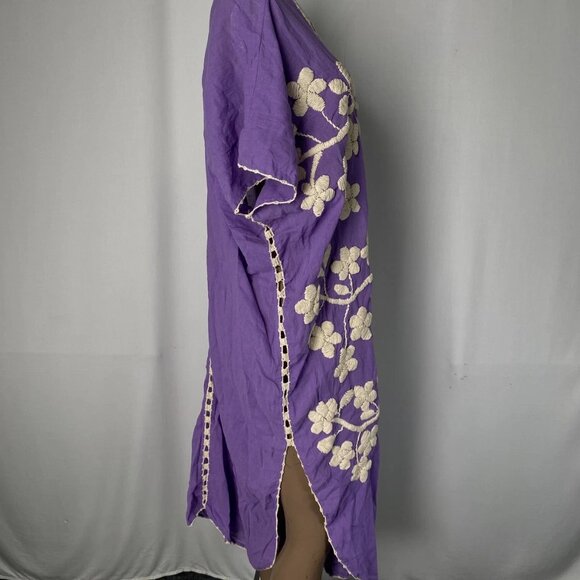 Mono New York Women's Ibiza Embroidered Kaftan Midi Dress One Size Assort Purple - Picture 4 of 8